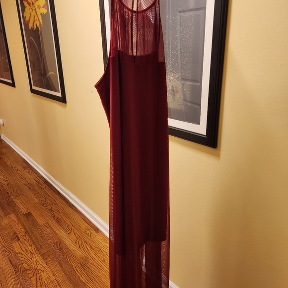 DKNY Mesh Overlay Maxi Halter Dress with Shorter Lining - Picture 6 of 11